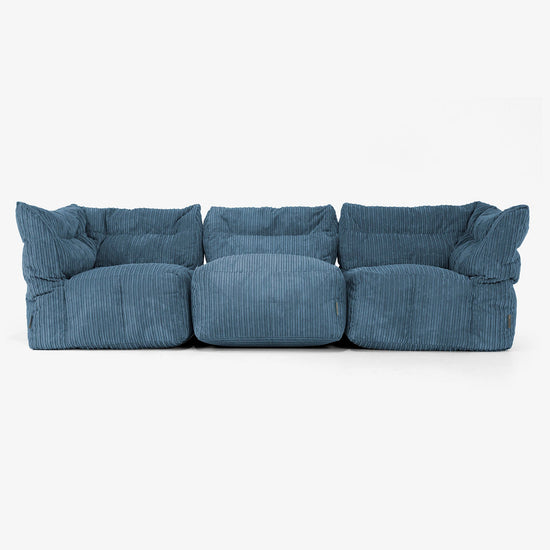 Sofá Modular de 3 Plazas - Pana Clásica Azul marino 01