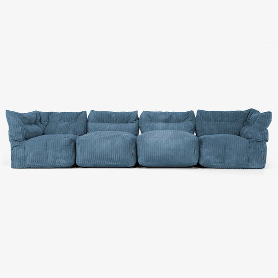 Sofá Modular de 4 Plazas - Pana Clásica Azul marino 01