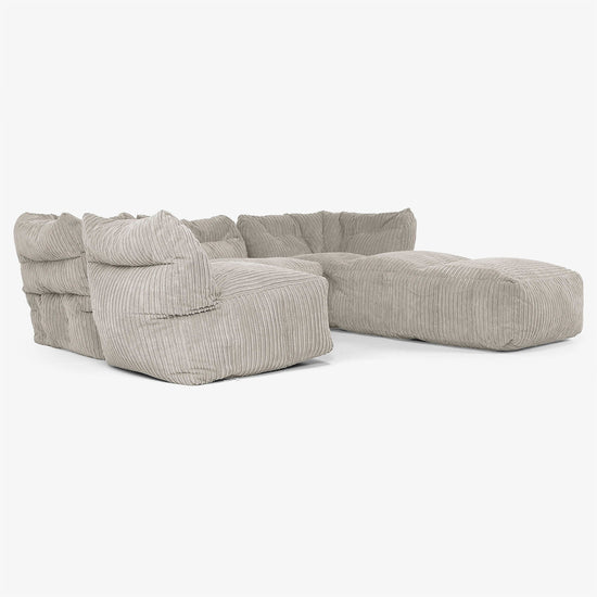 Sofá Modular de 4 Plazas con Chaise Longue - Pana Clásica Visón 04