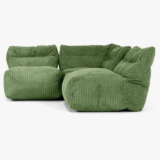 Sofá Modular de 3 Plazas sin Brazos - Pana Clásica Bosque Verde 02
