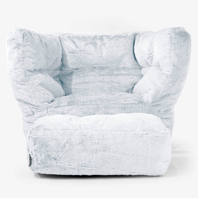 Louis Puff Sillón - Piel de Conejo Sintética Azul Empolvado