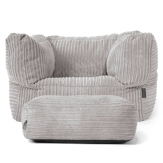 Albert Puff Sillón - Pana Clásica Gris Plata 02