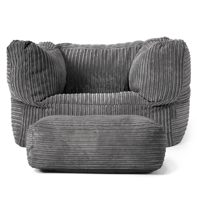 Albert Puff Sillón - Pana Clásica Pizarra Gris 02