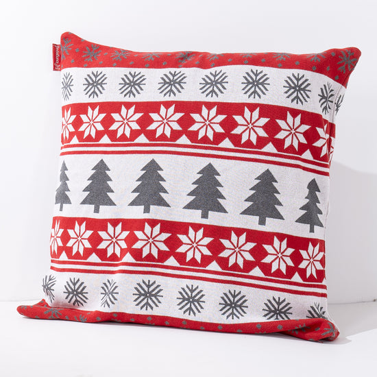 Fundas de Cojín Extra Grande 70 x 70cm - Punto Grecas Navideñas Rojo 02