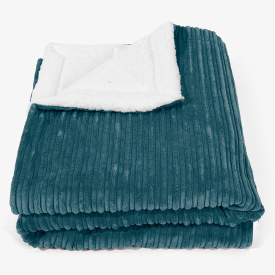 Manta de Sherpa Grande 140 x 200cm - Pana Clásica Turquesa - 01
