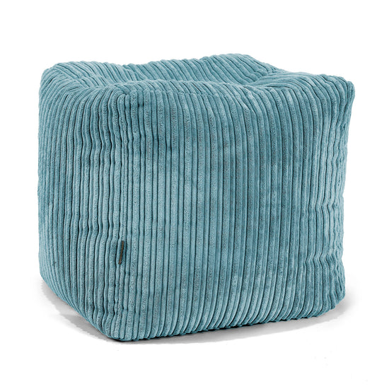 Puf Reposapiés Cubo - Pana Clásica Egeo Azul 01
