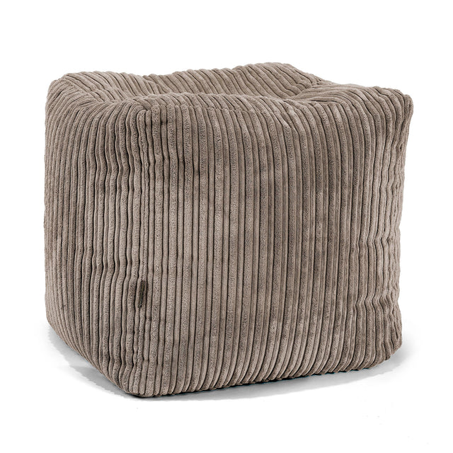 Puf Reposapiés Cubo - Pana Clásica Marrón empolvado 01