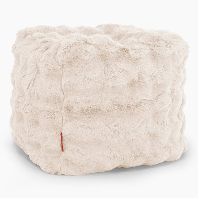 Puf Reposapiés Cubo - Piel Sintética de Burbuja Crema 01