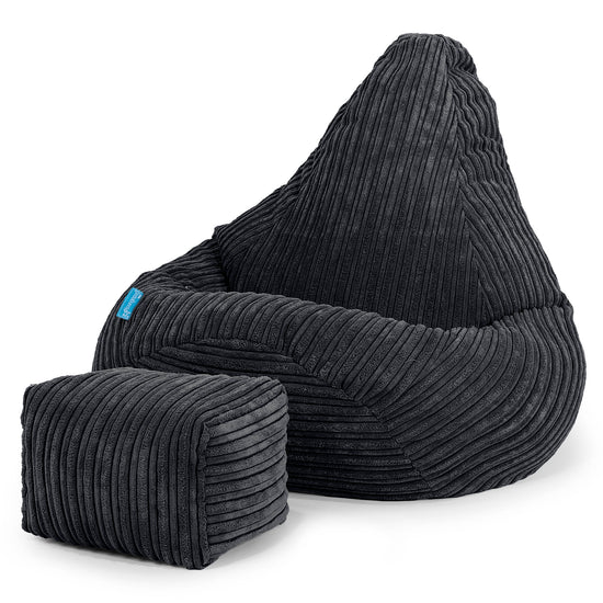 Puf Silla de Juego para Niños 1-5 años - Pana Clásica Negro 01