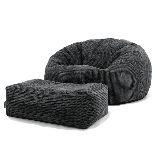 Puff Gigante Sofá Clásica - Pompón Negro 02
