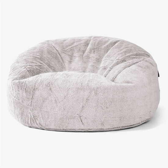 Puff Gigante Sofá 'Mamut' - Piel de Conejo Sintética Gris Claro 01