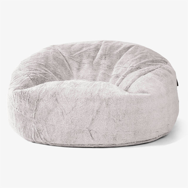 Puff Gigante Sofá 'Mamut' - Piel de Conejo Sintética Gris Claro 01