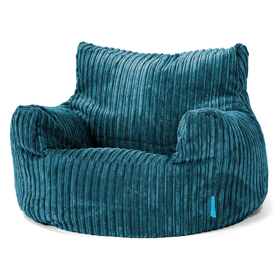 Puff Sillón para niños 3-8 años - Pana Clásica Turquesa 01