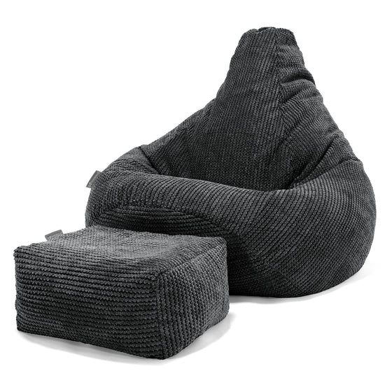 Silla De Juego Puf - Pompón Negro 01