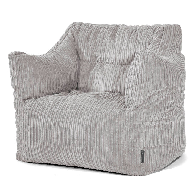 Sillón Puff Victor - Pana Clásica Gris Plata 01