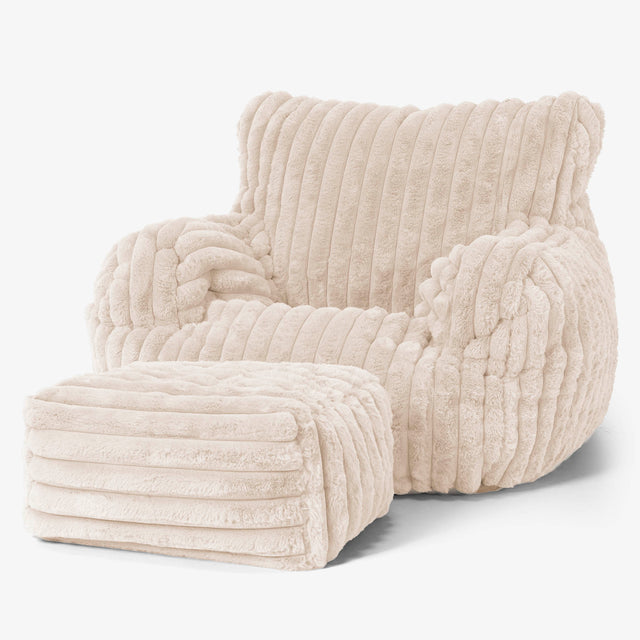 Puff Sillón Josephine - Pana de Felpa Ultra Crema 02