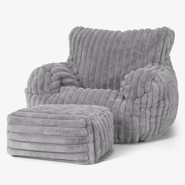 Puff Sillón Josephine - Pana de Felpa Ultra Gris 02