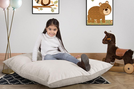 LOUNGE PUG, Puff Cama Junior, Terciopelo - Plata