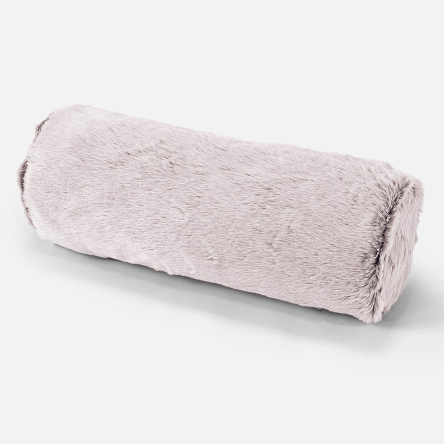 Cojín Cilíndrico 20 x 55cm - Piel de Conejo Sintética Rosa Empolvado 01