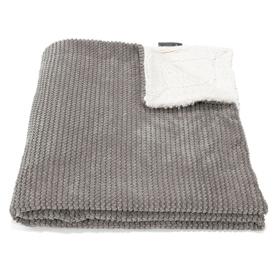 Manta de Sherpa - Pompón Carbón Gris 01