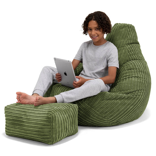 Puf Silla de Juego para Niños de 6 a 14 años - Pana Clásica Bosque Verde 01