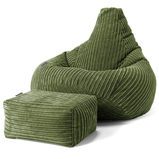 Puf Silla de Juego para Niños de 6 a 14 años - Pana Clásica Bosque Verde 02