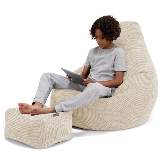 Puf Silla de Juego para Niños de 6 a 14 años - Pompón Crema 01