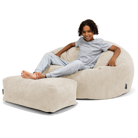 Puf Sofa para Niños de 6 a 14 años - Pompón Crema 01