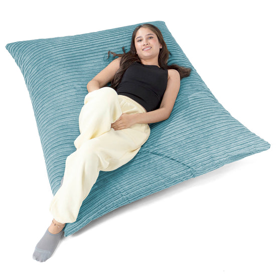Puff Gigante Cama XL - Pana Clásica Egeo Azul 02