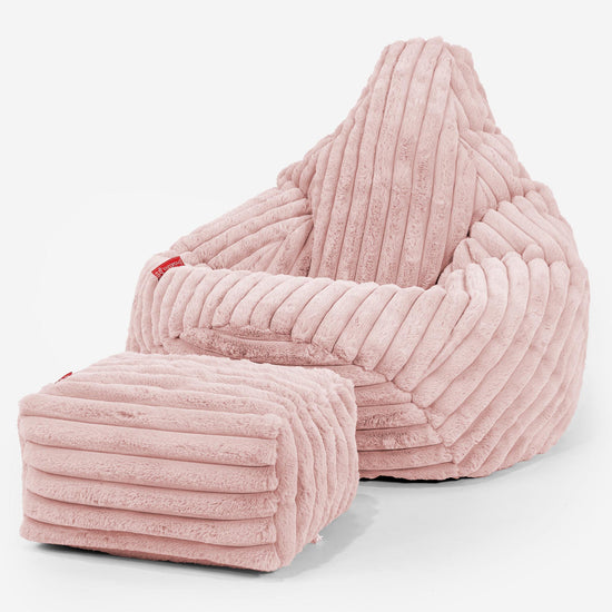 Silla De Juego Puf - Pana de Felpa Ultra Rosa Empolvado 01