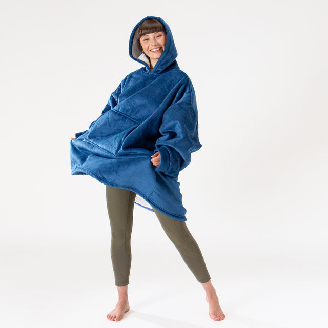 Sudadera Tipo Manta con Capucha Extragrande para Hombre o Mujer - Tela Minky Lisa Azul oscuro 01