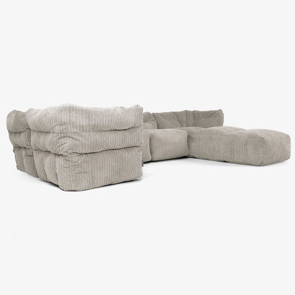Sofá Modular de 5 Plazas con Chaise Longue - Pana Clásica Visón 01