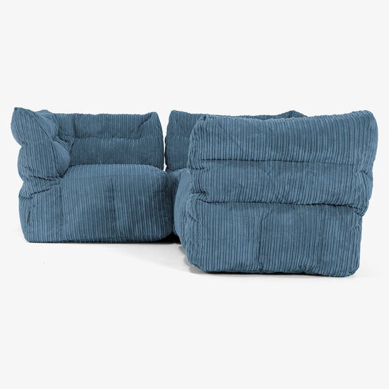 Sofá Modular Esquinero de 3 Plazas - Pana Clásica Azul marino 02