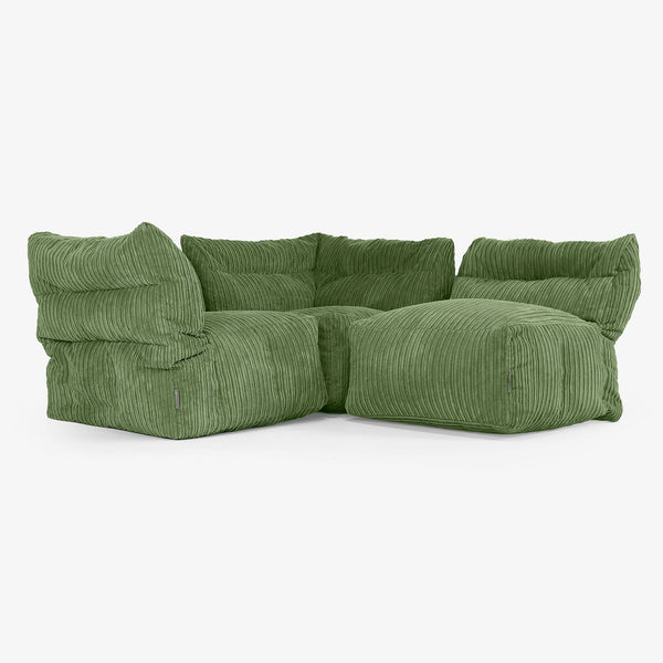 Sofá Modular de 3 Plazas - Pana Clásica Bosque Verde 01