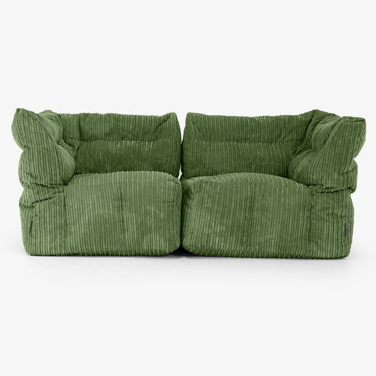 Sofá Modular de 2 Plazas - Pana Clásica Bosque Verde 01