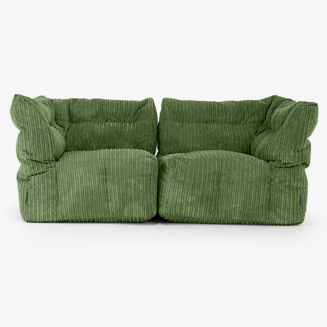 Sofá Modular de 2 Plazas - Pana Clásica Bosque Verde 01