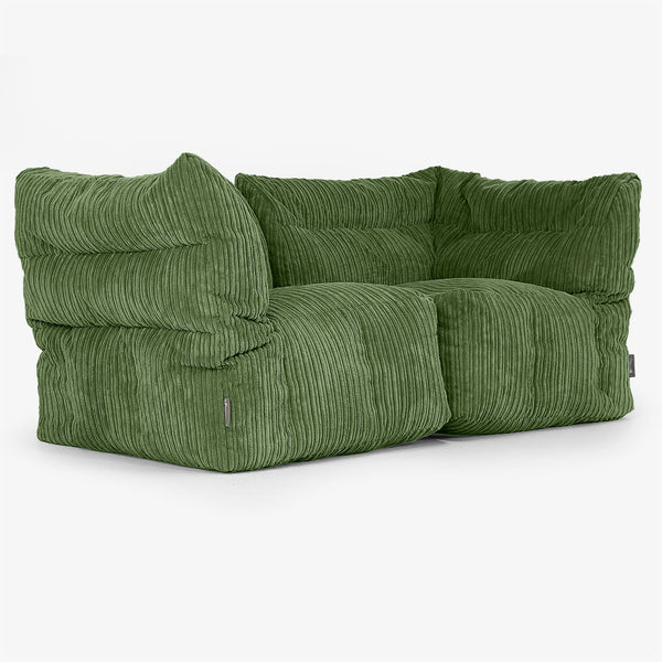 Sofá Modular de 2 Plazas - Pana Clásica Bosque Verde 01