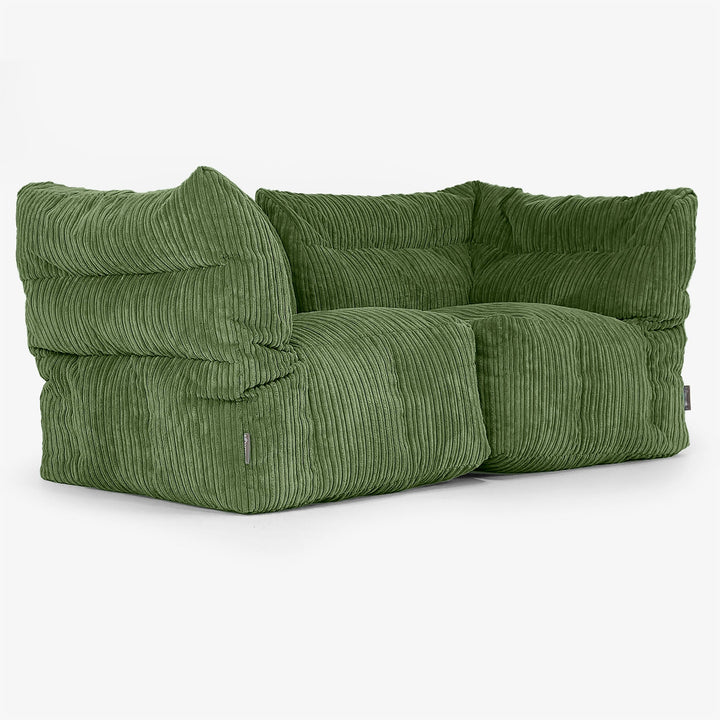 Sofá Modular de 2 Plazas - Pana Clásica Bosque Verde 02