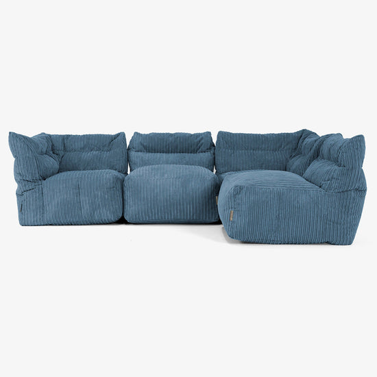 Sofá Modular de 4 Plazas - Pana Clásica Azul marino 03