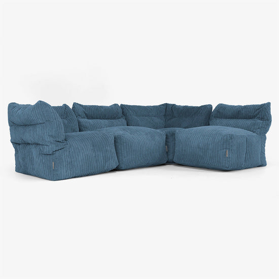 Sofá Modular de 4 Plazas - Pana Clásica Azul marino 04
