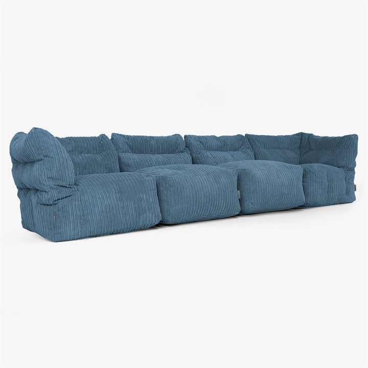 Sofá Modular de 4 Plazas - Pana Clásica Azul marino 02