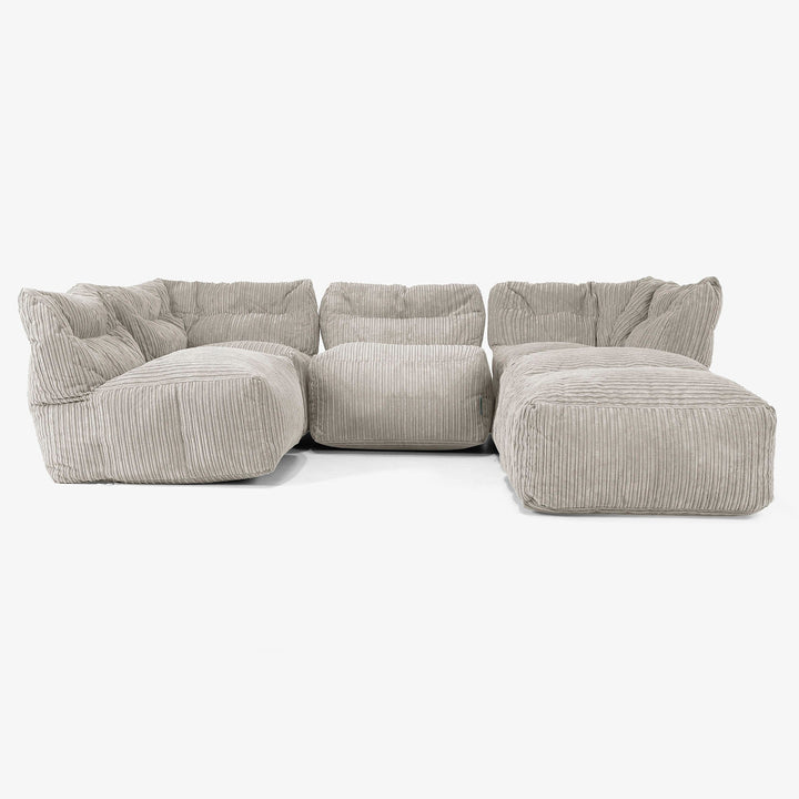 Sofá Modular de 4 Plazas con Chaise Longue - Pana Clásica Visón 03