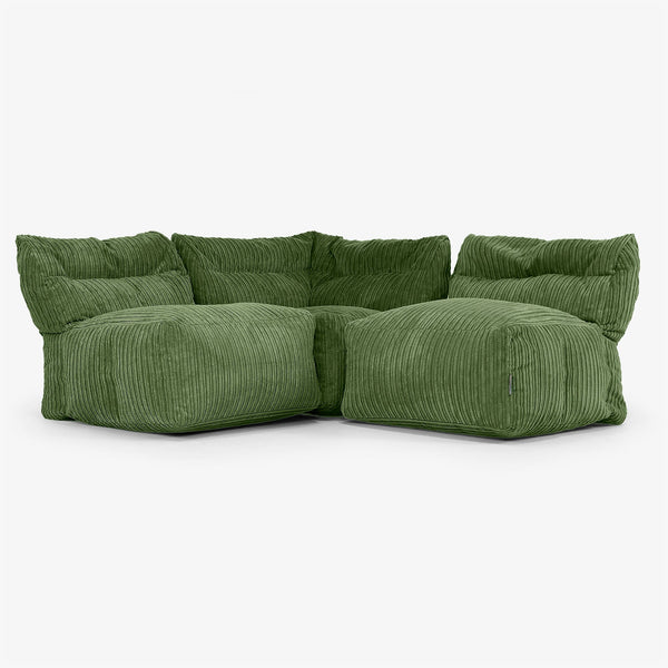 Sofá Modular de 3 Plazas sin Brazos - Pana Clásica Bosque Verde 01