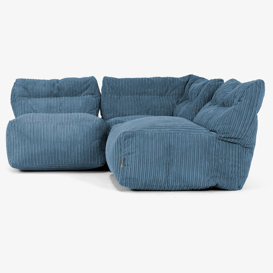 Sofá Modular de 3 Plazas sin Brazos - Pana Clásica Azul marino 02