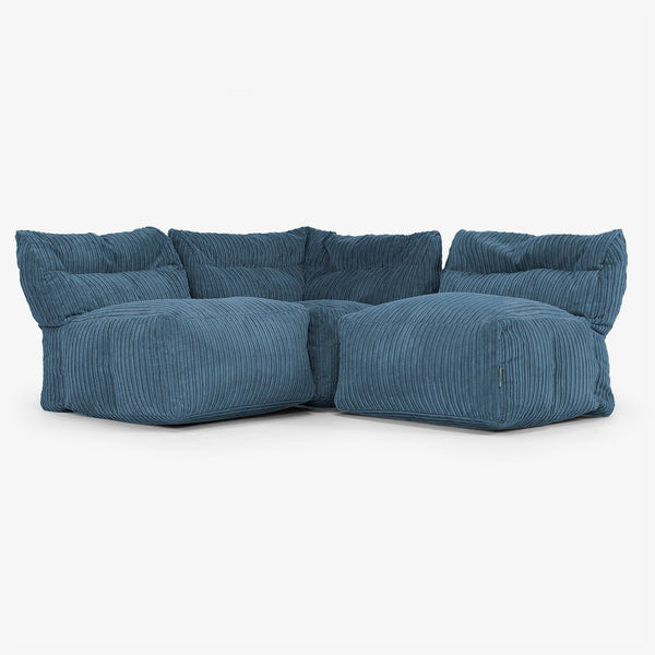 Sofá Modular de 3 Plazas sin Brazos - Pana Clásica Azul marino 01