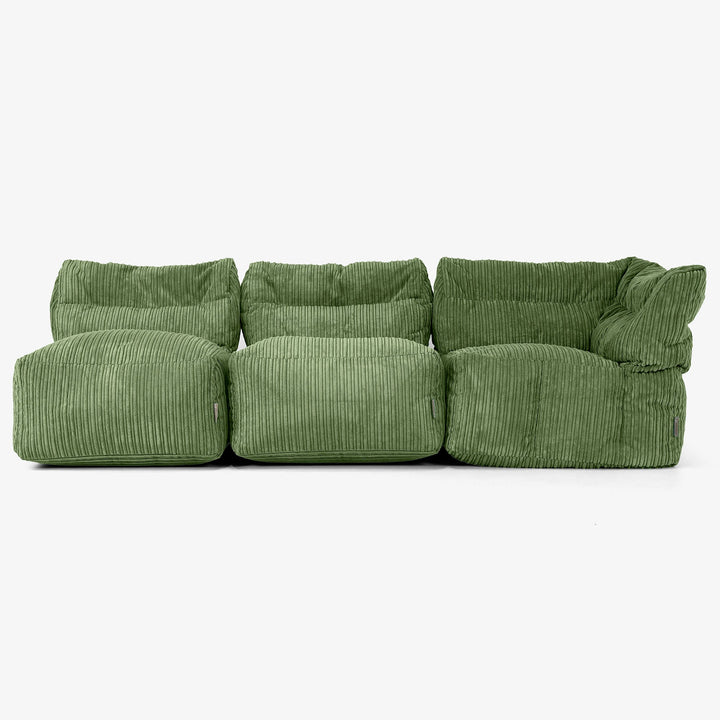 Sofá Modular de 3 Plazas sin Brazos - Pana Clásica Bosque Verde 04