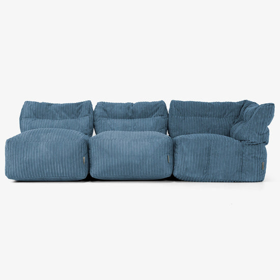 Sofá Modular de 3 Plazas sin Brazos - Pana Clásica Azul marino 04