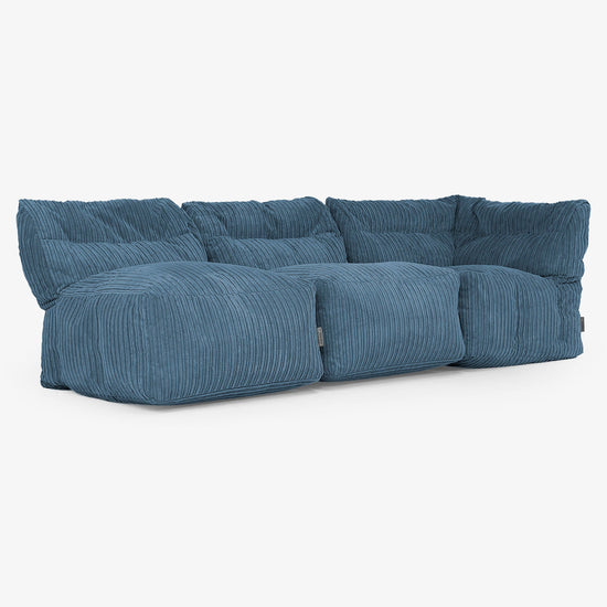 Sofá Modular de 3 Plazas sin Brazos - Pana Clásica Azul marino 03