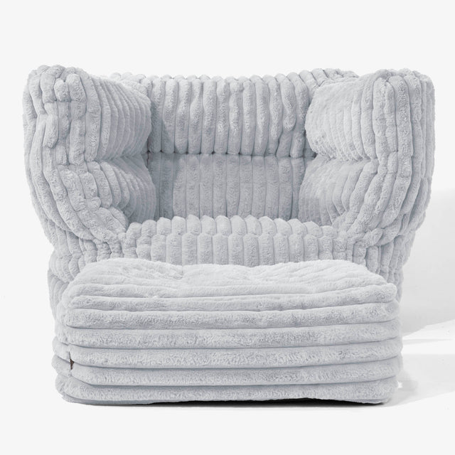 Albert Puff Sillón 2.0 - Pana de Felpa Ultra Azul Huevo de Pato 02