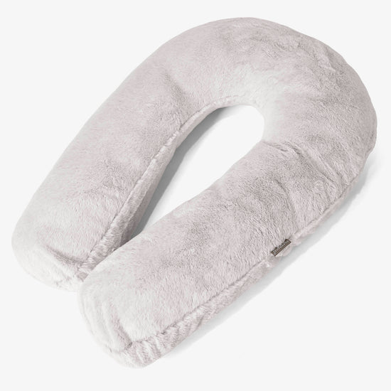 Almohada Abrazo - Piel de Conejo Sintética Gris Claro 01